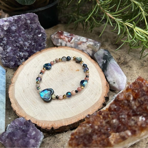 🌊Handmade Abalone + Sea Sediment Jasper + Sesame Jasper + Hematite Bracelet 🌊 - Picture 4 of 8